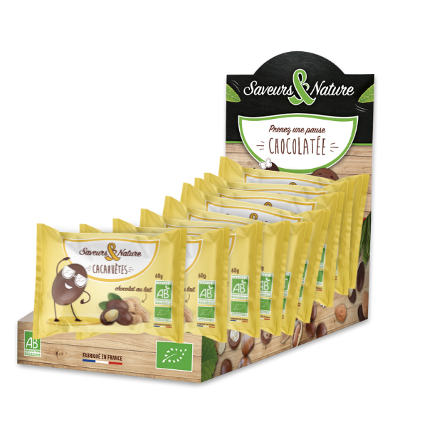 Saveurs & Nature -- Drôles de cacahuètes enrobées de chocolat au lait x 10