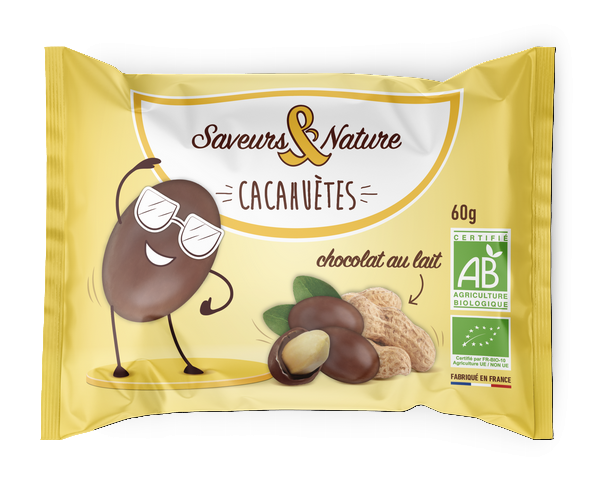 Saveurs & Nature -- Drôles de cacahuètes enrobées de chocolat au lait x 10